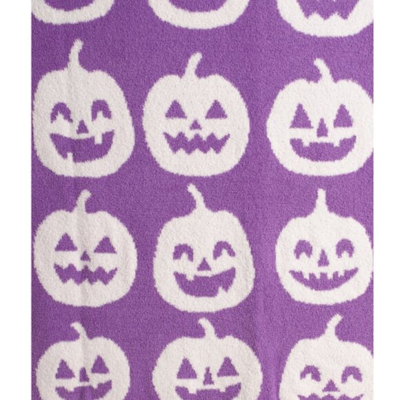 🎃 NEW NOVOGRATZ Feather Happy Pumpkin Throw 50x70 Purple Blanket - Picture 2 of 3